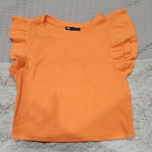 Zara Orange Ruffled Top